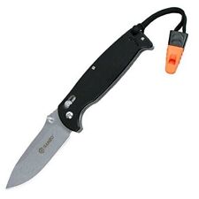 Ganzo G7412-BK-WS Black Folding Knife with Whistle Handle G10 Grey Blade 440c picture