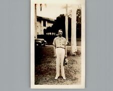 Antique 1940's Man Standing For Photo - Black & White Photography Photos picture