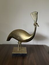 Vintage 1983 Brass Peacock Table Art picture