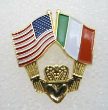 USA and Italy Flags Friendship Heart Hands Ballou Reg'd Lapel Pin  (A101) picture