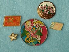 Pin Badge. Women's Day. USSR Holiday. Set of 5 Pieces. picture