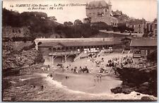 VINTAGE POSTCARD BATHING AREA OF BIARRITZ ON THE BASQUE COAST OF FRANCE 1910s picture