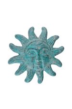 Clay Sun-Mexican Folk Art-Handmade-Painted-Garden-12 inch-Rustic Wall-Turquoise picture