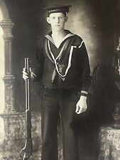 USS Constellation US Navy Sailor Armed Antique Photograph WWI Era picture