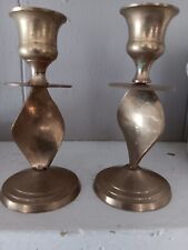 Vintage 70's Two Brass Taper Candle Holders⚘️ picture