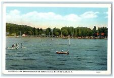 c1920's Lakeside Park Bathing Beach Seneca Lake Watkins Glen New York Postcard picture