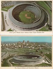 (2) Older Atlanta Braves & Falcons Atlanta-Fulton County Stadium Postcards picture