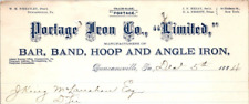 1884 PORTAGE IRON CO LTD BAR BAND HOOP &ANGLE IRON LETTER  DUNCANSVILLE PA CV61 picture