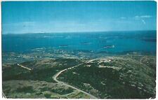 Postcard Aerial View Summit Mt Cadillac And Frenchman's Bay Maine Vtg picture