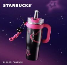 Starbucks 2024 China Sweet Cool Pink Heart Black 45oz SS Tumbler W/Heart Pendant picture