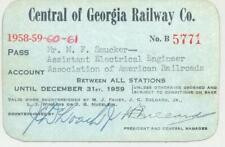 1958-61 Central of Georgia Railway - railroad pass, AAR picture