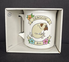 Genuine Fred Draggin A** Pug Dog Coffee Mug Cup Novelty Funny 16 oz NIB picture