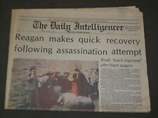 1981 MARCH 31 THE DAILY INTELLIGENCER NEWSPAPER - RONALD REAGAN SHOT - NP 3294 picture