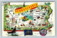 PA-Pennsylvania, State Map, Greetings c1965 Vintage Souvenir Postcard picture