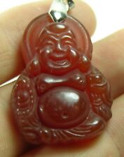#2 56.75ct Carnelian Hand Carved Smiling Happy Buddha Pendant 11.35g 33.00mm picture