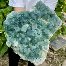 13.4LB Natural beautiful green fluorite calcite crystal ore specimen healing picture