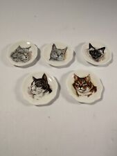 5 Vintage Miniature Fine Bone China Cat Plates Britain Made picture