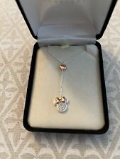 New Disney Minnie Mouse Necklace Sterling Silver & Rose Gold picture