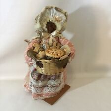 Vintage Handmade Folk Art Doll Black Americana Mexican Native Woman With Basket picture