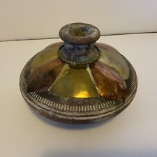 Rare - Primative Terracotta Vase/Pot W/Embossed Brass/Copper Accents Unglazed picture