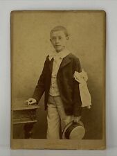 Antique Victorian Child Boy Cabinet Card Paris 1896 Hotel Prive Photograph picture