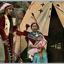 c1900s Cranberry Lake, NJ Dan Red Eagle Family Indian Native American PC A189 picture