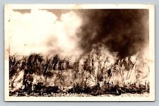 c1947 RPPC Cane Fire On Hawaiian Islands Nice Msg Bend Marks VINTAGE Postcard picture