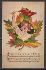 1908 Canada ~ The Maple Leaf For Ever ~ Song & Music ~ Lady Waving Canadian Flag picture