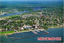 Postcard MI Menominee aerial view picture