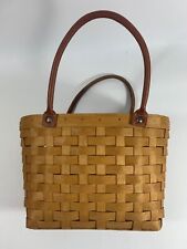 LONGABERGER Medium BOARDWALK BASKET Tote Purse 2004 leather Handles and protecto picture