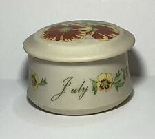 ‘Antique Ivory’ by Lefton, #KW642, “JULY” Hand Painted Floral Design Trinket Box picture