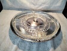 Vintage  Lazy Susan In Chrome & Glass Revolving Serving Dish Party Tray picture