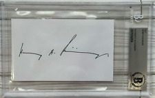 Henry Kissinger Autographed 3x5 Cut BECKETT SLAB Nixon Washington picture