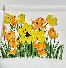 Vgt VERA For Burlington Full Flat Sheet Yellow Flowers & Tulips Border 81