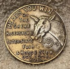 Antique 1912 Hagerstown MD Great Fair & Horse Show Heads Tails Token/Coin picture