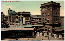 Postcard Vintage Railroad Train Union North Station Boston, MA picture