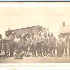 c1910s Occupational Cook Thresher Crew Men RPPC Workers Overalls Real Photo A162 picture