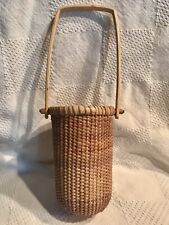 Nantucket basket floral wall nautical w.SWING handle 7”x 4” VGUC picture