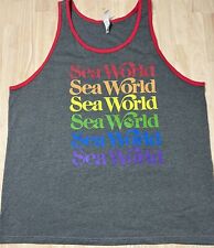 (XL) SEA WORLD Rainbow Logo ADULT Tank Top Colorful Soft Shirt NWOT picture
