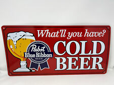 Vintage Red Vintage Pabst Blue Ribbon Metal Sign 