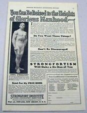 1930 Print Ad Lionel Strongfort Institute Bodybuilding Physical Development picture