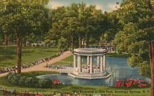 Postcard NY Saratoga Springs War Memorial City Park Linen Vintage PC J1221 picture