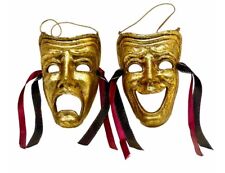 VINTAGE 1970 GOLDTONE COMEDY/TRAGEDY THEATRE MADKS SET FROM PRODUCER COLLECTION picture