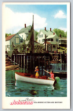 Vintage Postcard Johnson Sea-Horse Outboard Motors Boat Girl Chrome picture