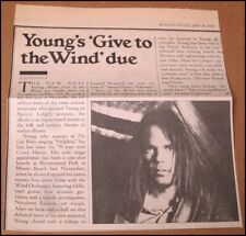 1978 Neil Young Rolling Stone Newspaper Article Clipping Give To The Wind Album picture