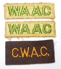 Original WWII US Womens Auxiliary Army Corps WAAC & CWAC Patch Tabs Lot P67 picture