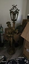 5ft Statue Lamp of A African warrior holding a torch Glass Unbroken just put up picture