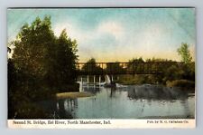 North Manchester IN-Indiana, Second Street Bridge, Eel River, Vintage Postcard picture