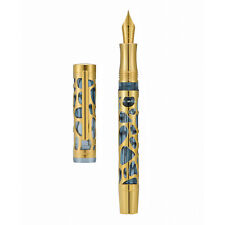 Asvine V169 Skeleton Vacuum Filler Fountain Pen Gray Acrylic Gold Trim Pen Case picture
