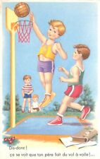1930s artist impression Boys playing basketball #5470 Postcard 22-11177 picture